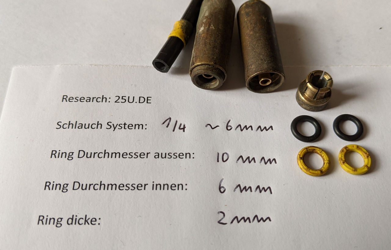 DAF T244 Druckluftverbinder von Typ 1/4 Zoll mit passenden Ersatzringen in Millimeter