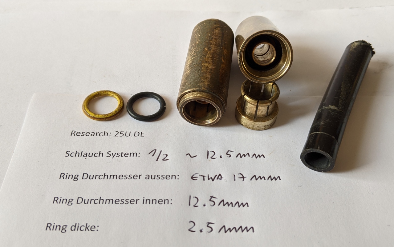 DAF T244 Druckluftverbinder von Typ 1/2 Zoll mit passenden Ersatzringen in Millimeter