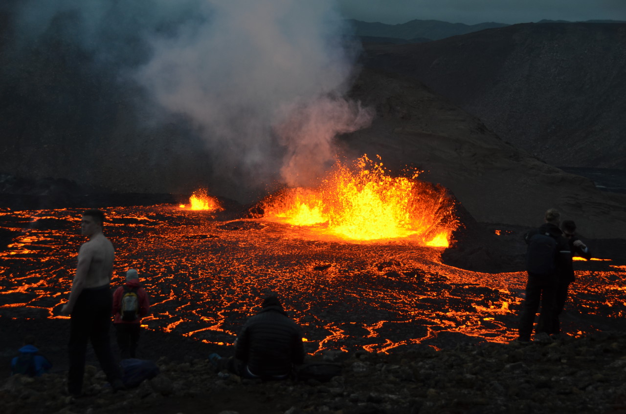 Der Vulkan Fagradalsfjall in Island im August 2022.  