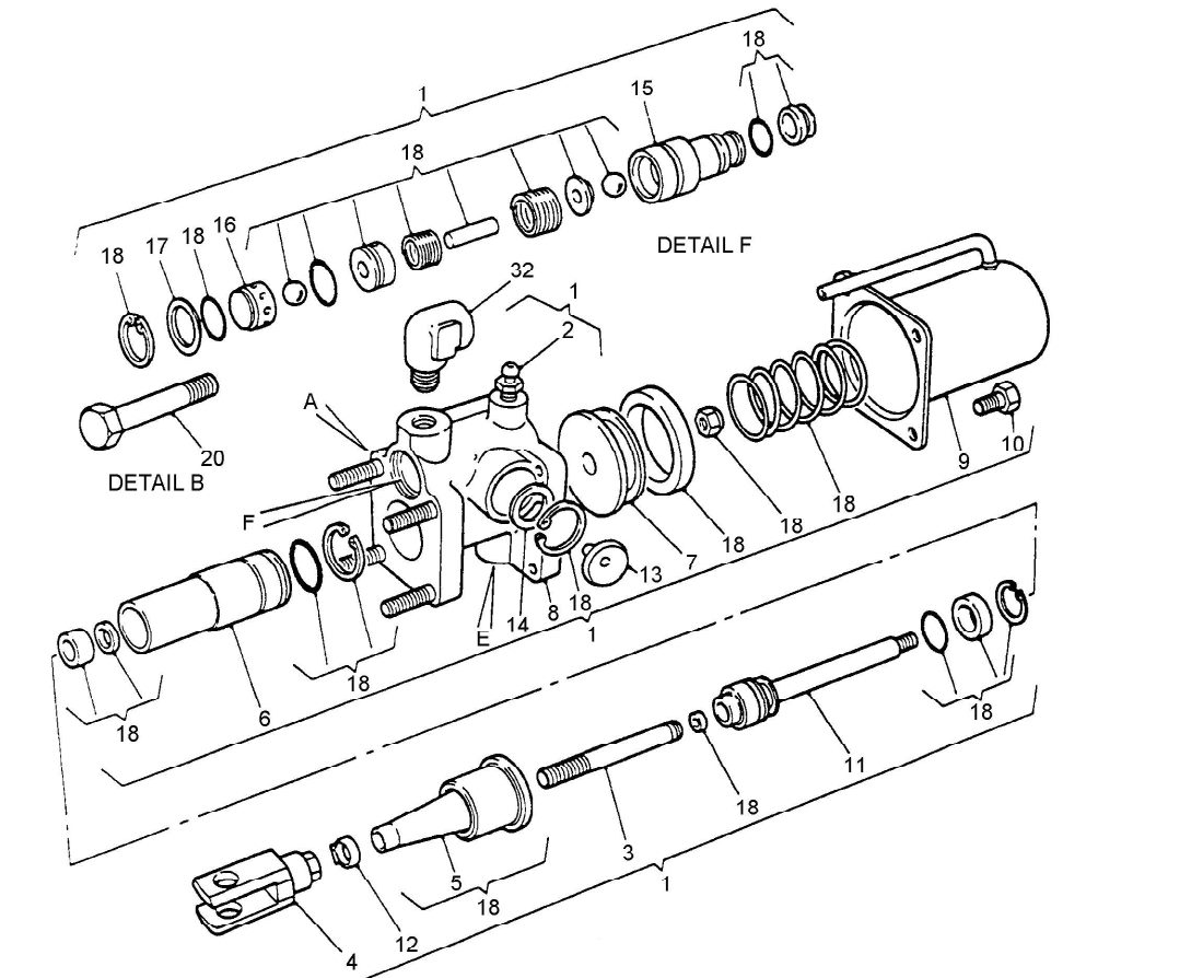 Explosionszeichnung von DAF T244 Kupplungszylinder APGA1633B