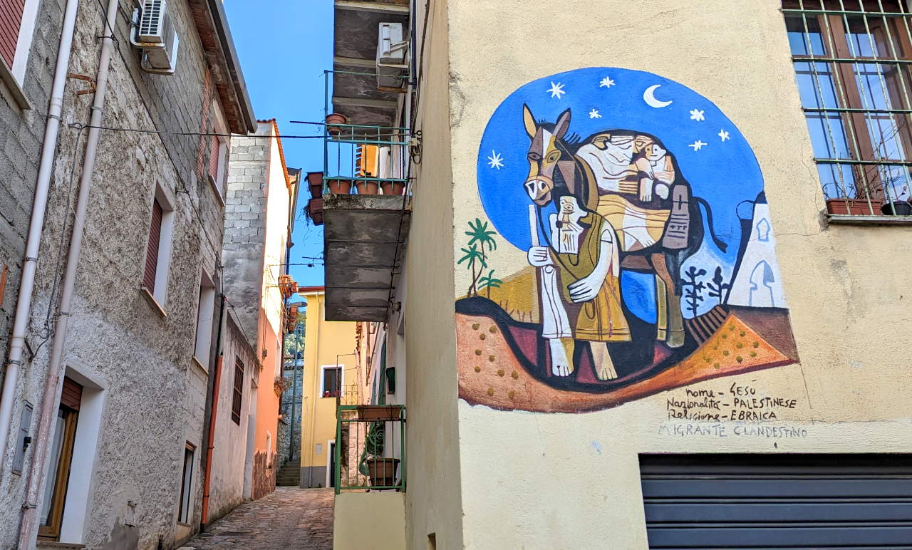 Murales Orgosolo. Ecke Via Cavour Via Mazzini