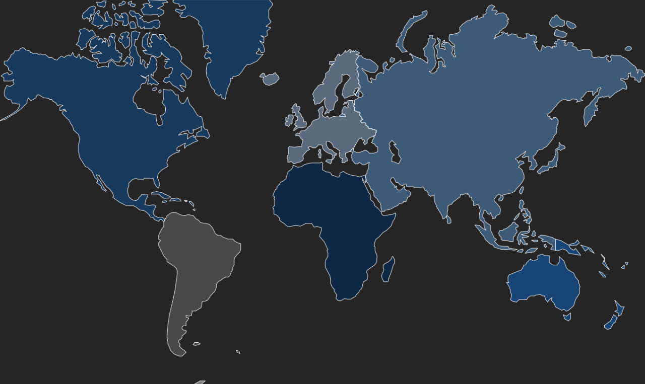 Starlink Karte für Kontinente 
