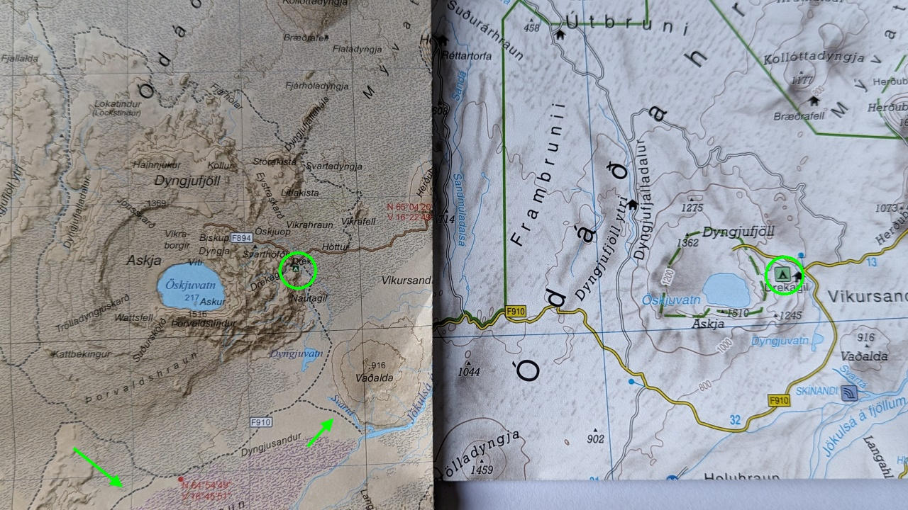 Details von zwei Island Karten mit unterschiedlicher Auflösung