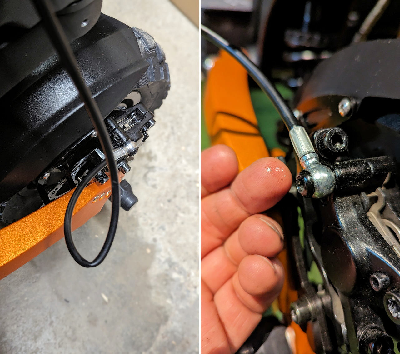 Detailaufnahme defekte Hydraulik Bremse Driveman 2.0