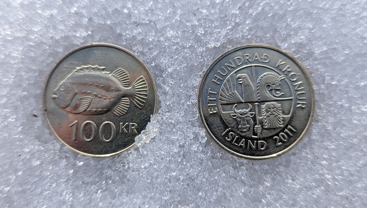zwei isländische 100 ISK Münzen