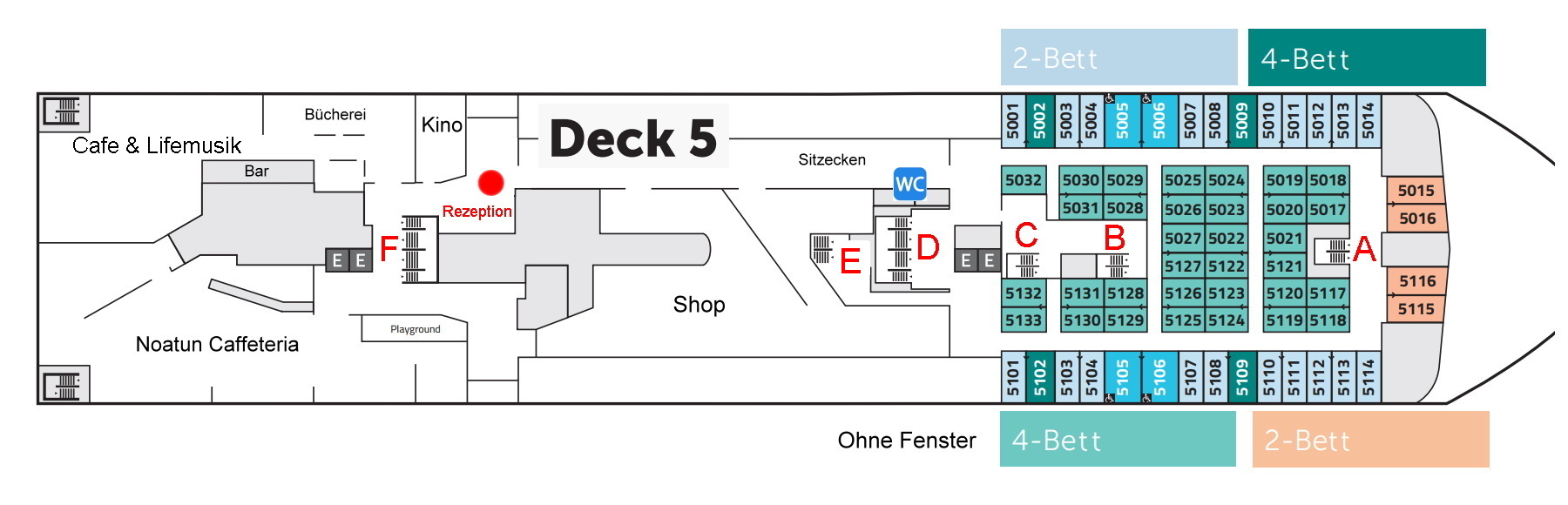 Deckplan Kabinen Norröna Deck 5