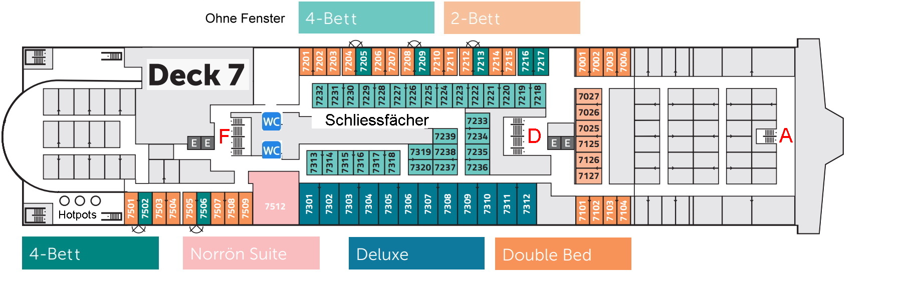 Deckplan Kabinen Norröna Deck 7