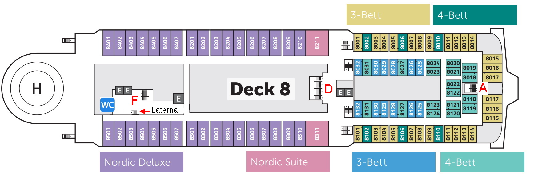 Deckplan Kabinen Norröna Deck 8