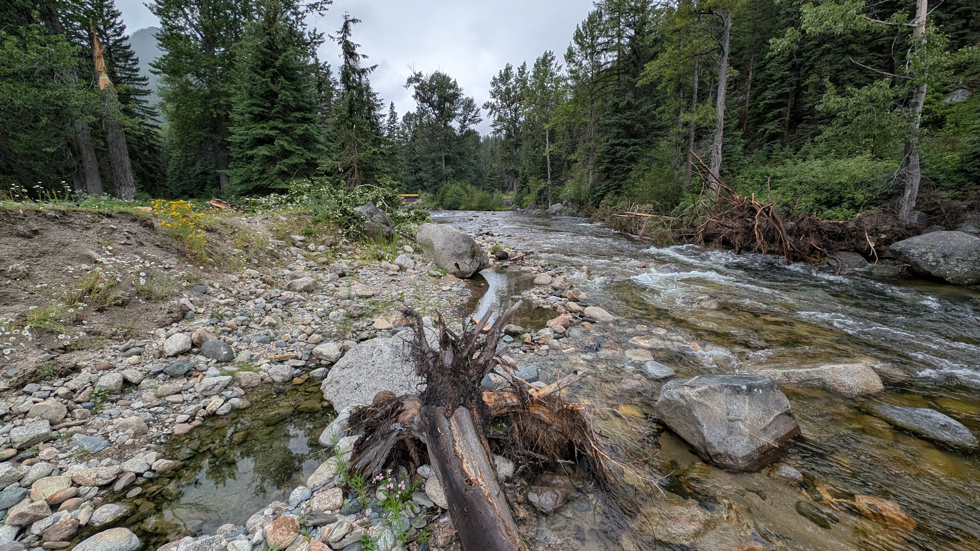 Kleines becken der Buhl Creek Hot Springs in BC am Fluss