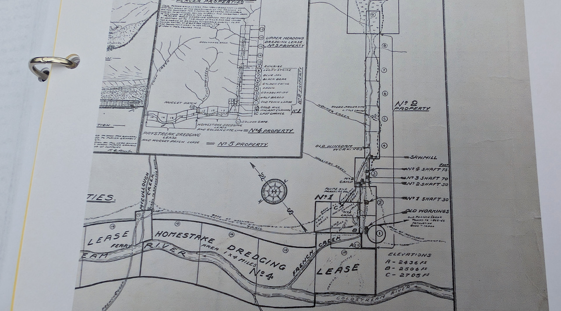 Historische Karte der Claims im French Creek