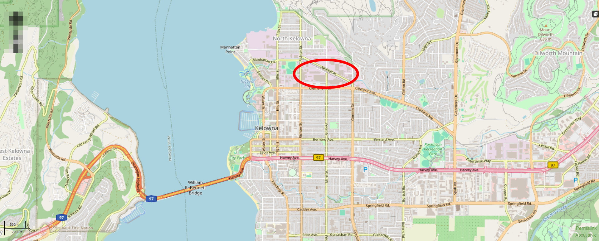 Karte No Go Area Kelowna: North End