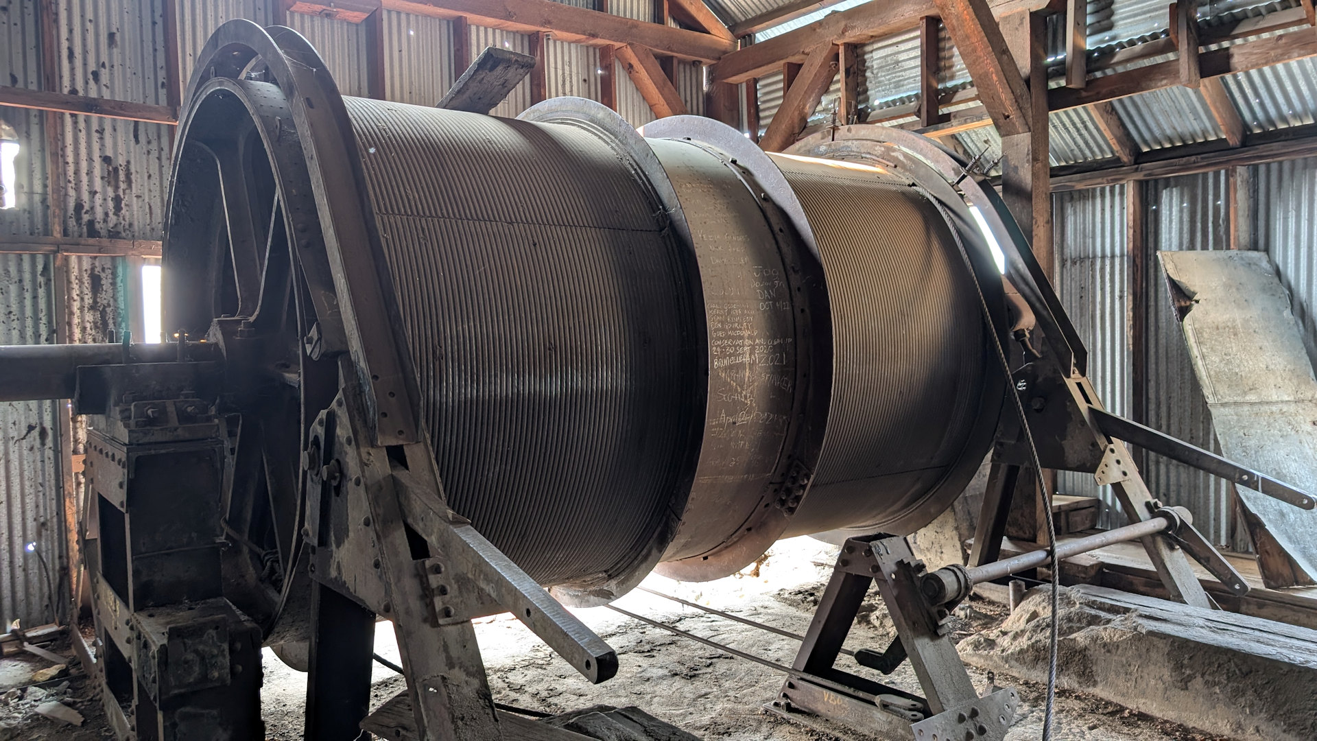 Trommel für Stahlseil im Windenhaus