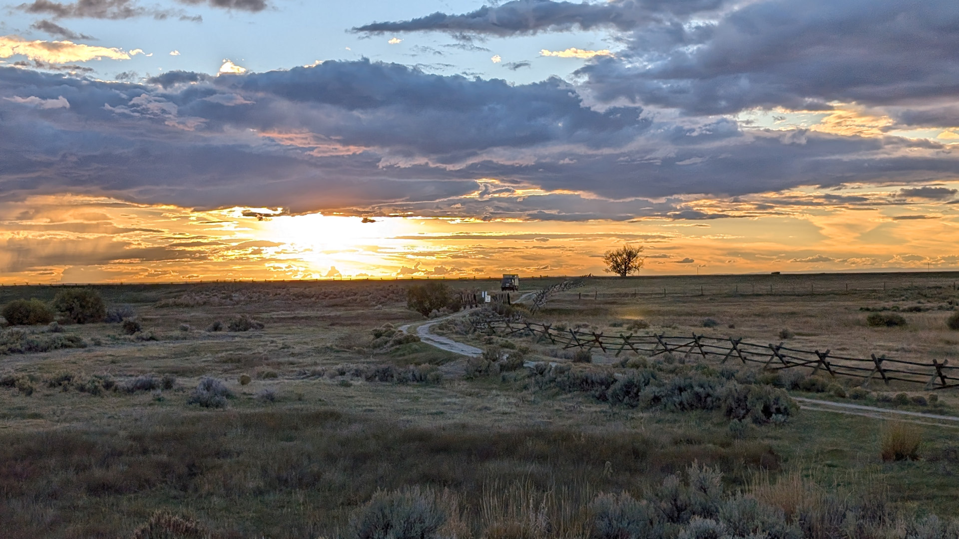 Panorama Sonnenuntergang beim historischen Littly Sandy Creek Lagerplatz vom Mormonen Trail 