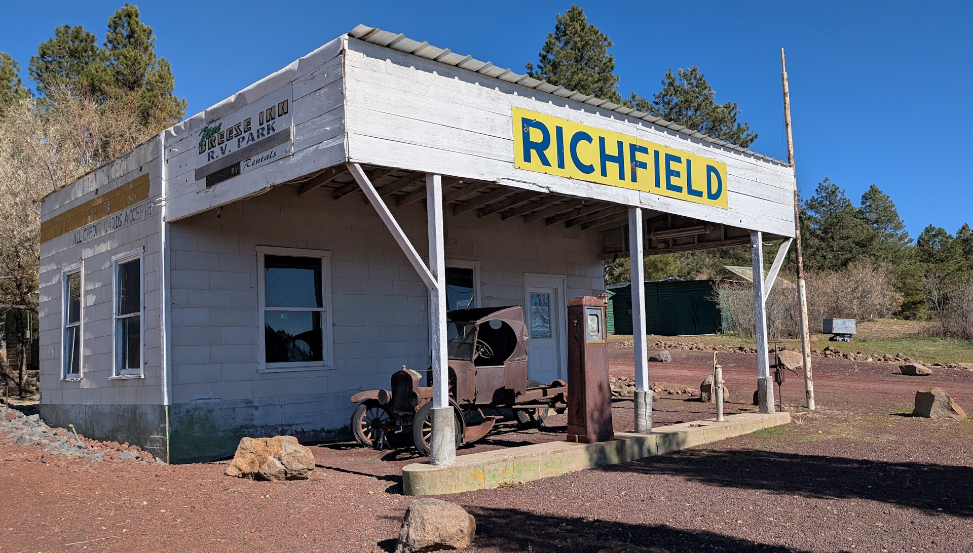 Ehemalige Tankstelle Ruine in Bellemont Filmkulisse in Easy Rider