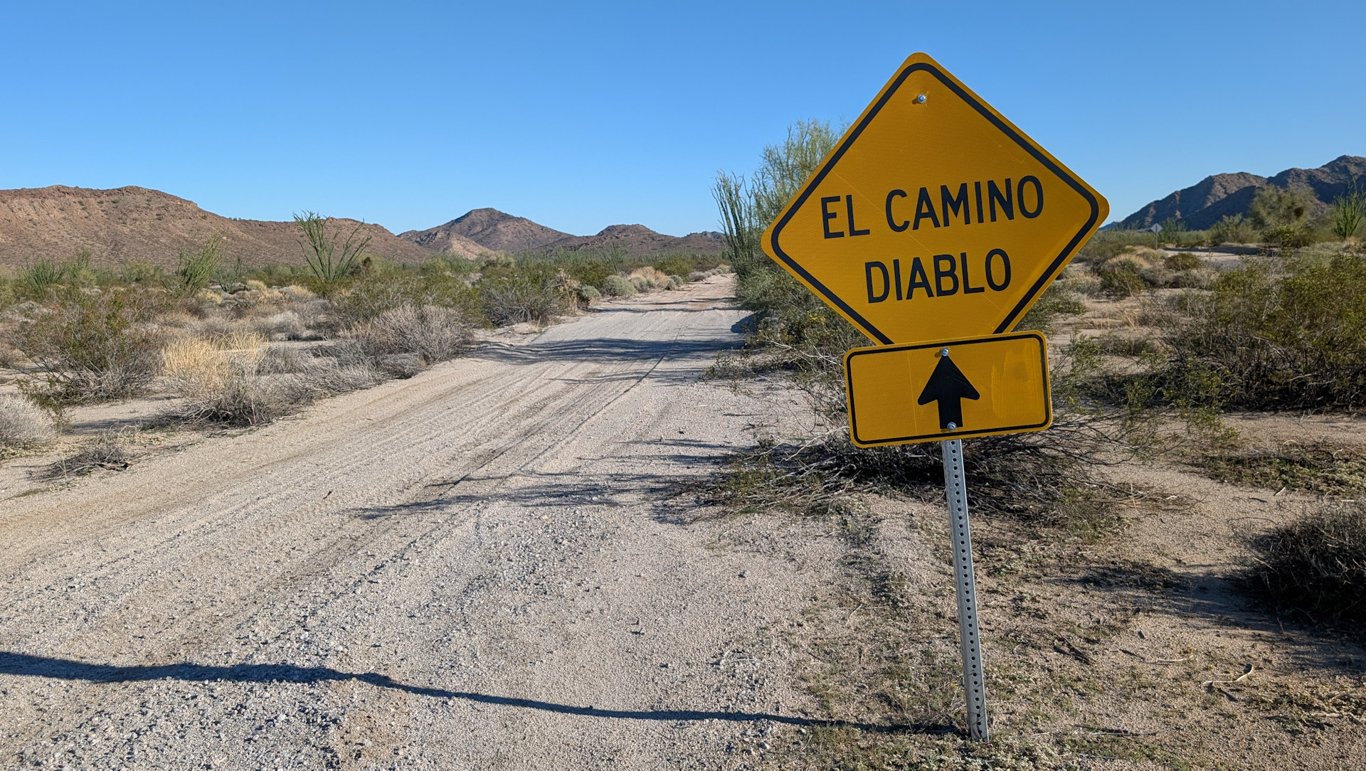 Hinweisschild zum Devils Highway, dem El Camino Diablo 