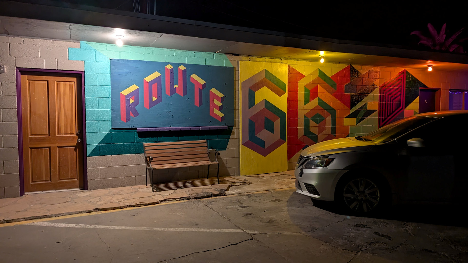 Route 66 Wandbild vom Fenders RV Resort am Rand der Road 66