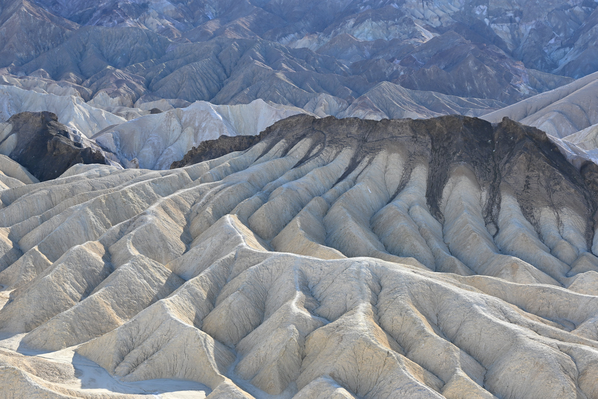 Felsen mit Falten werfender Erosion Zabriskies Point Death Valley
