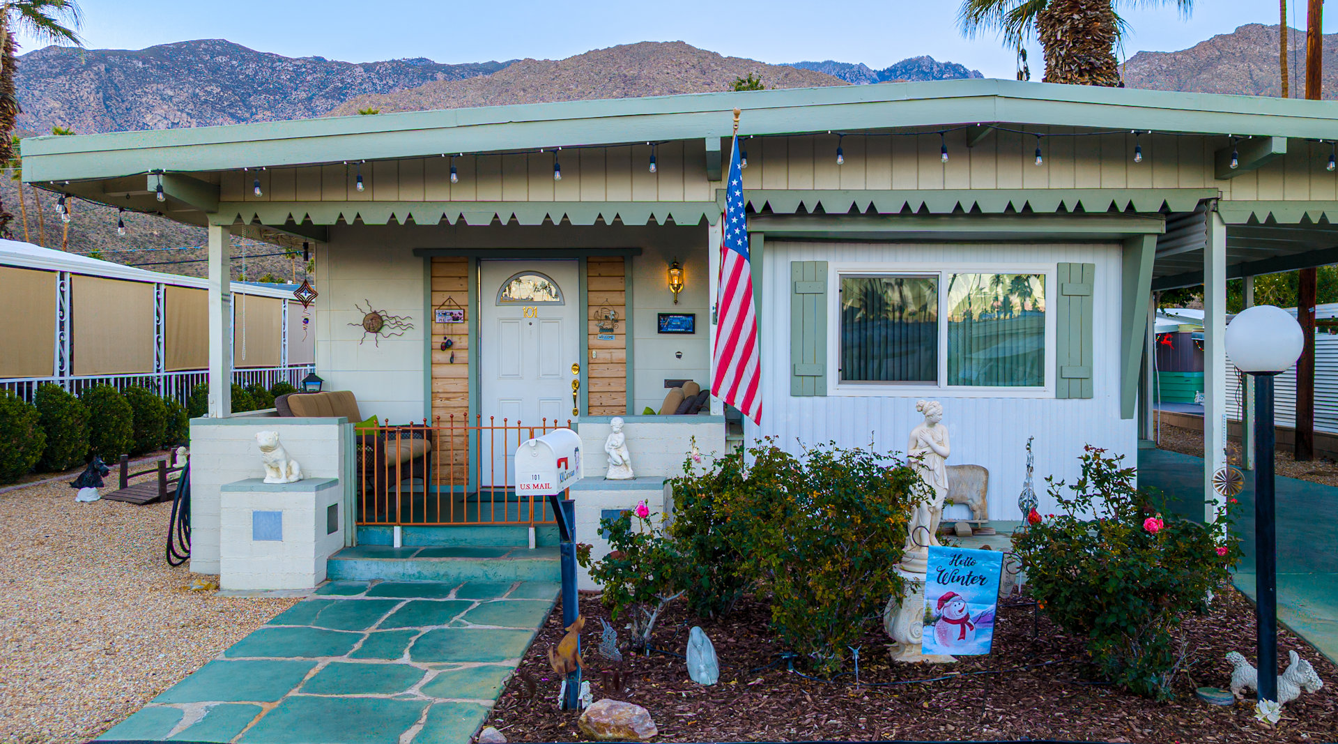 Wohnmobil als stationäres Haus im Sahara Mobile Home Park Palm Springs