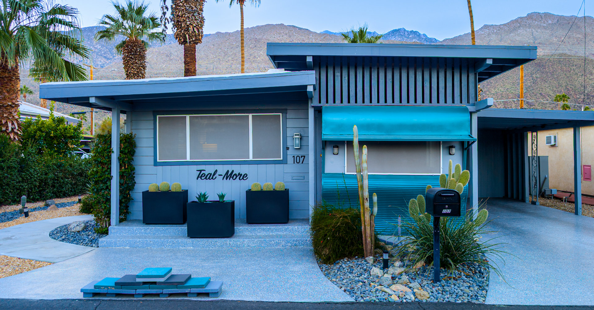 Wohnmobil als stationäres Haus im Sahara Mobile Home Park Palm Springs