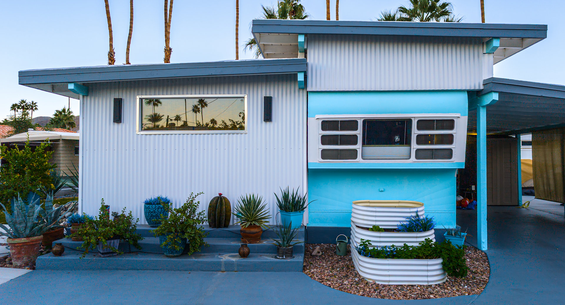 Wohnmobil als stationäres Haus im Sahara Mobile Home Park Palm Springs