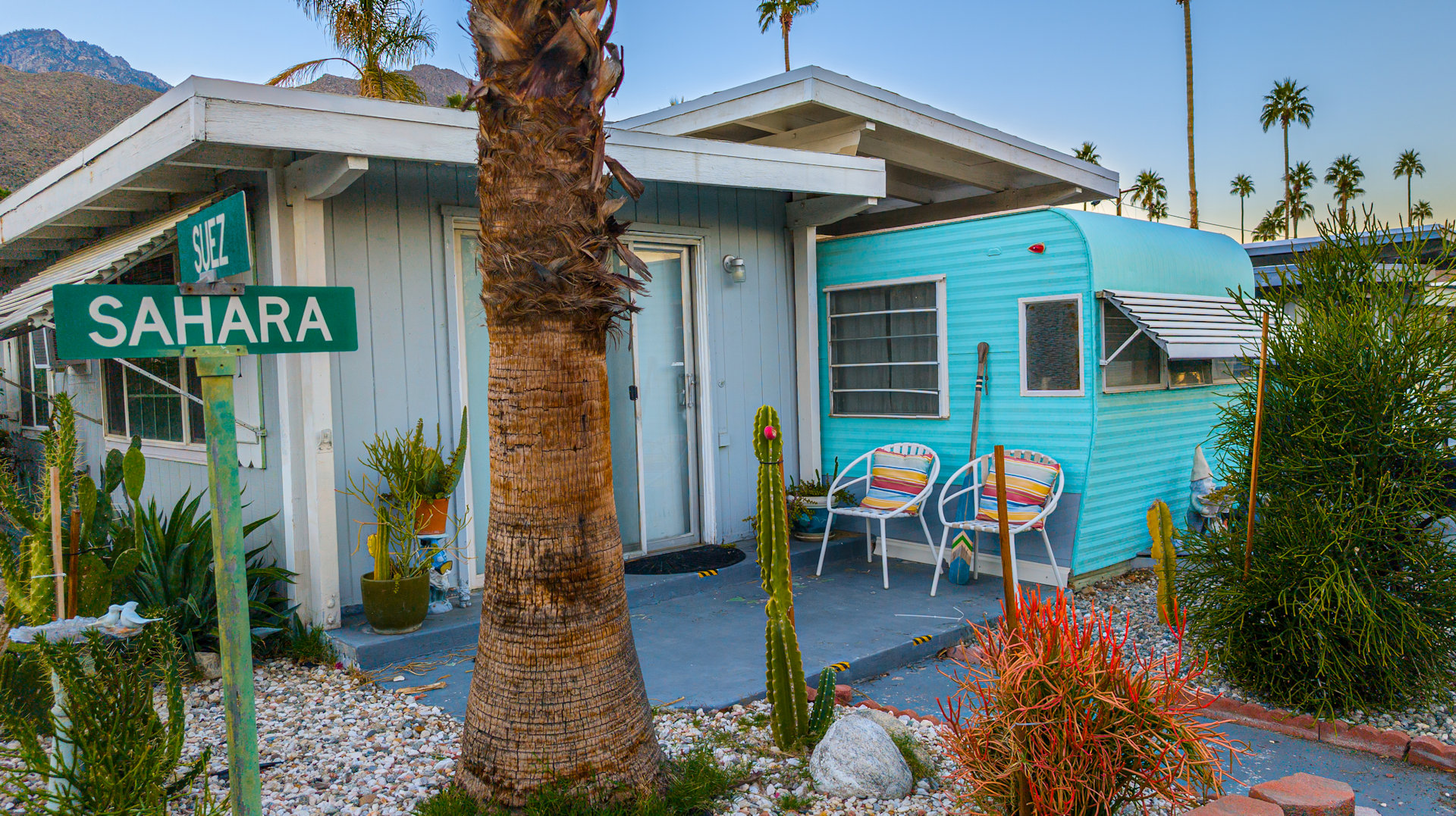 Wohnmobil als stationäres Haus im Sahara Mobile Home Park Palm Springs