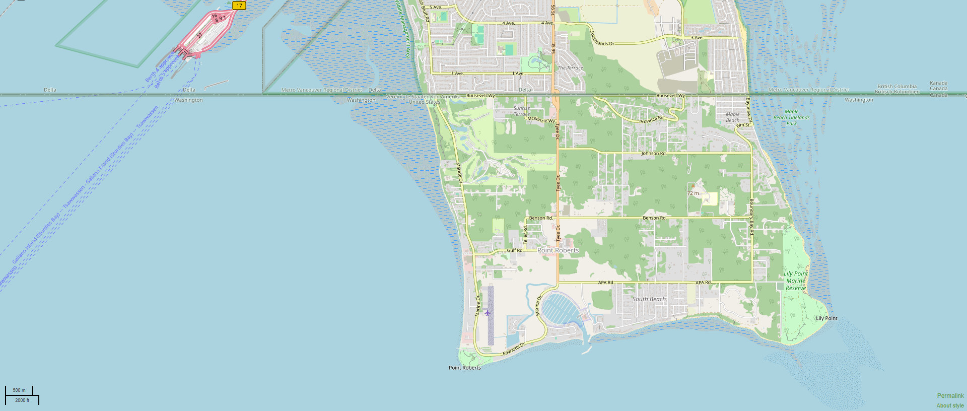 Karte von Point Roberts