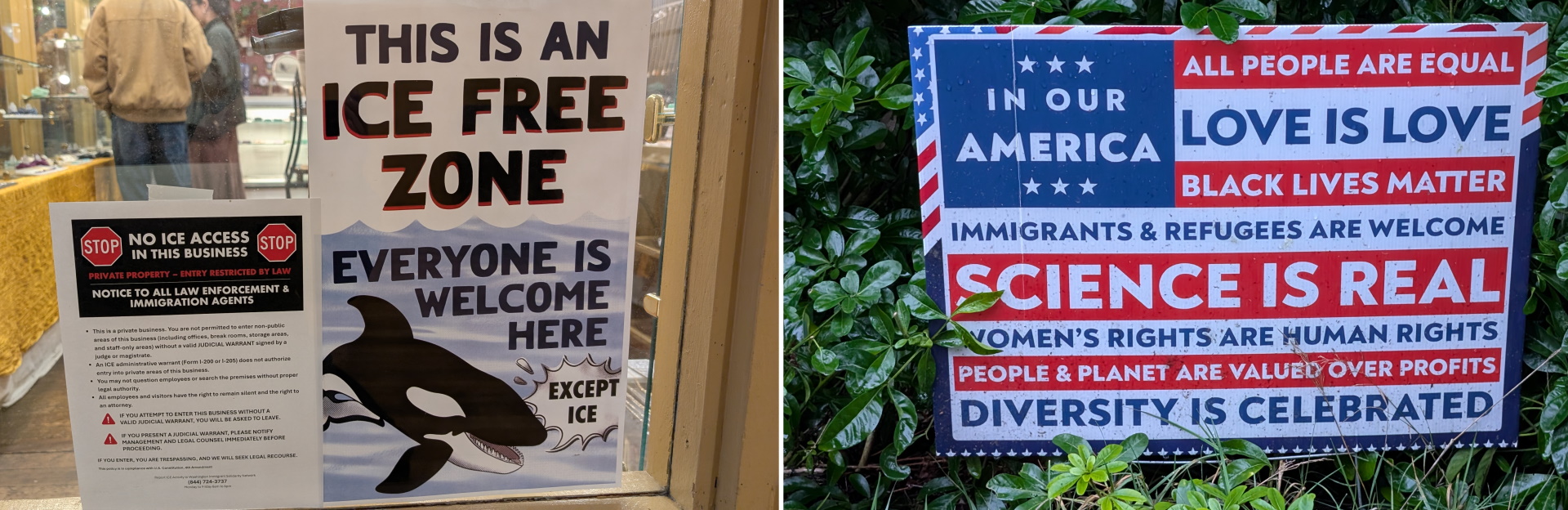 Protest Schilder gegen die ICE Agentur