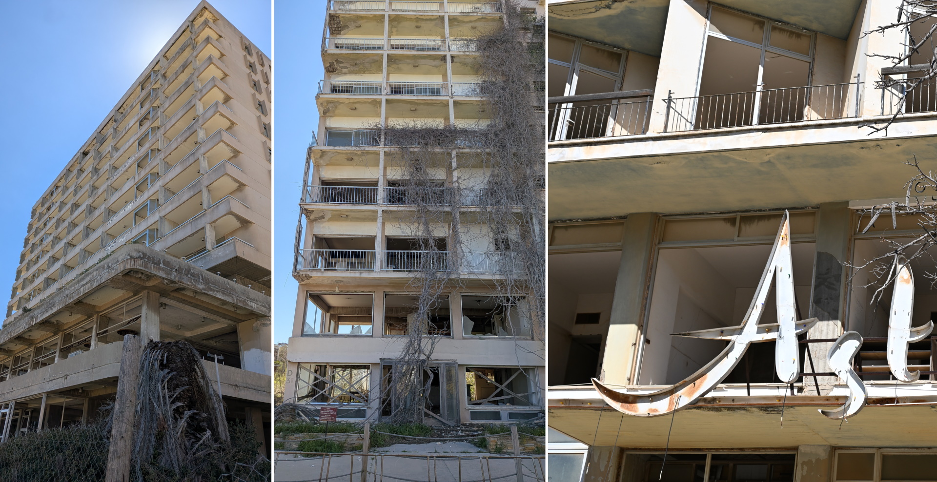 Drei Hotelruinen in Varosha, Zypern