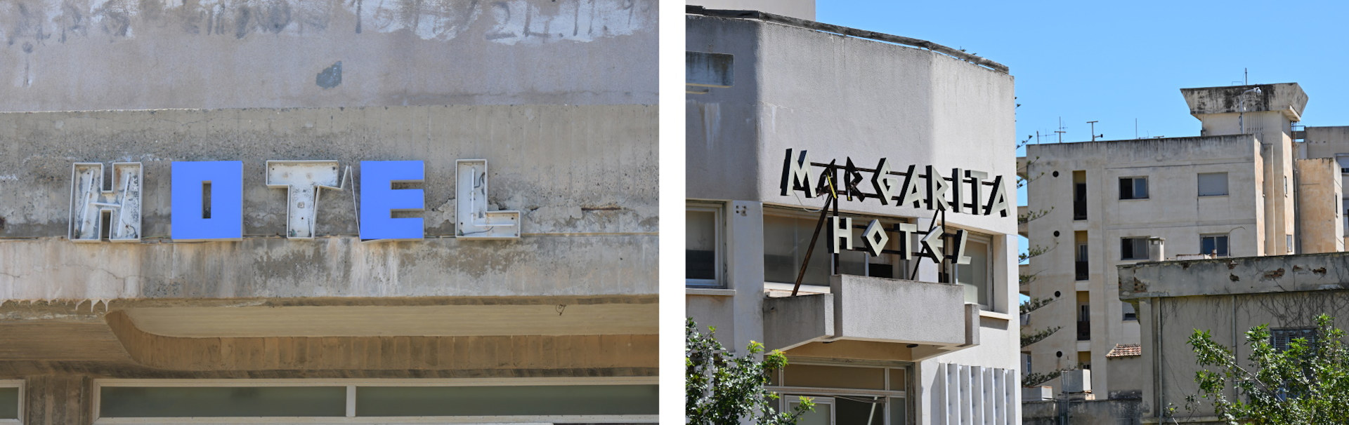 Zwei Hotel Fassaden in Varosha, Zypern