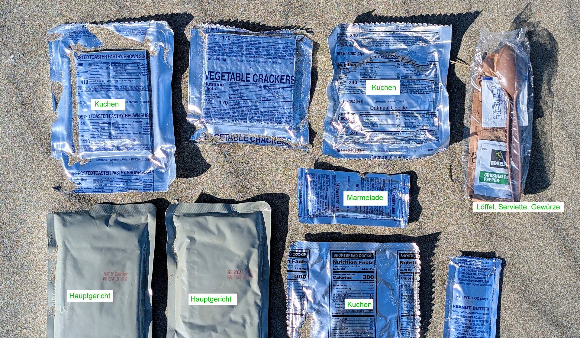 Inhalt von einer Humanitarian Daily Ration 