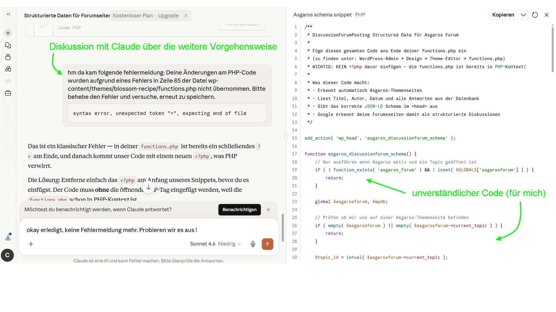 Chat Beispiel Programmieren mit Hilfe von KI