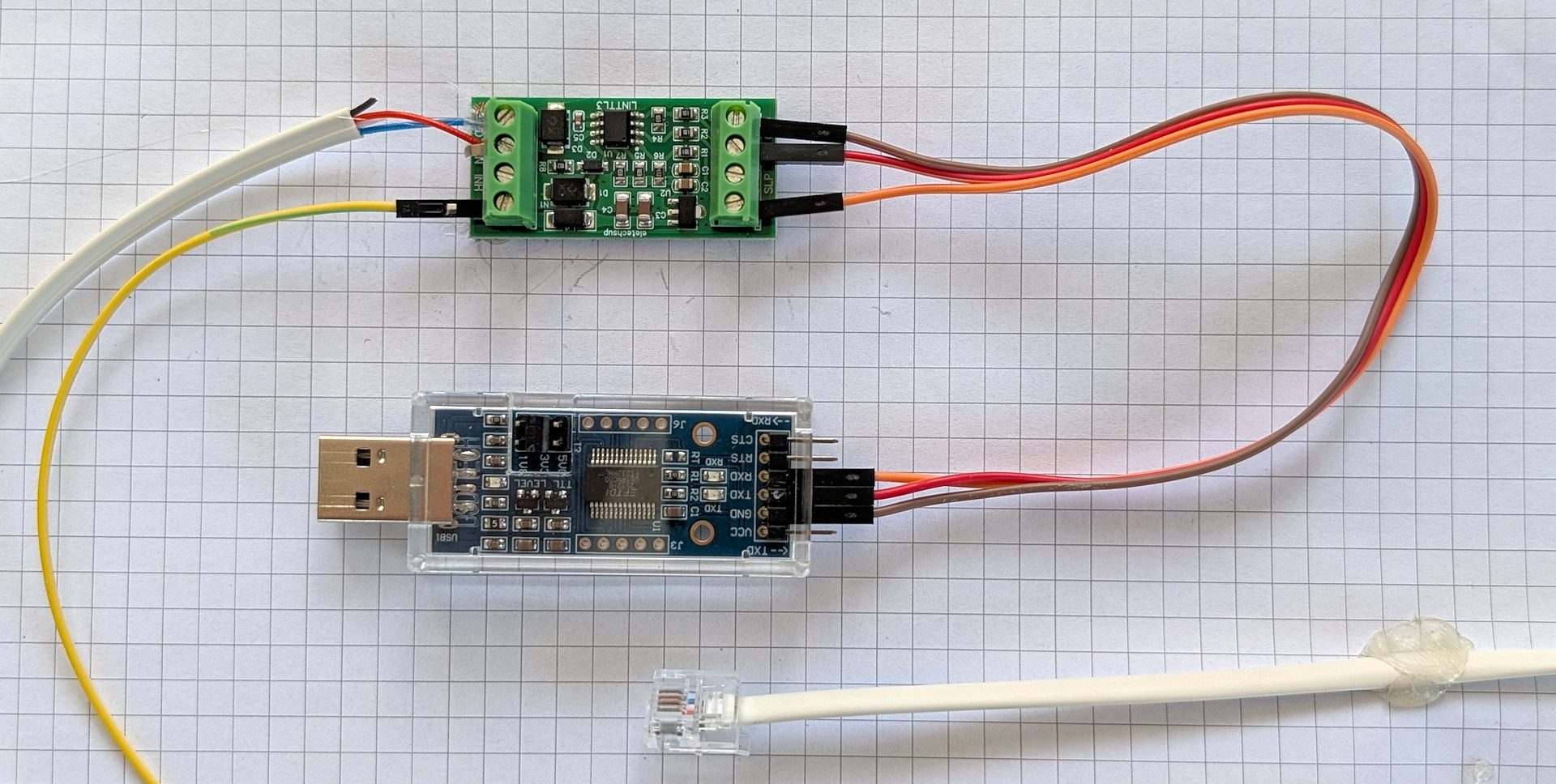 Selbst gebastelten Truma Diesel Heizung Verbindungskabel mit seriellem USB Adapter und LIN Konverter