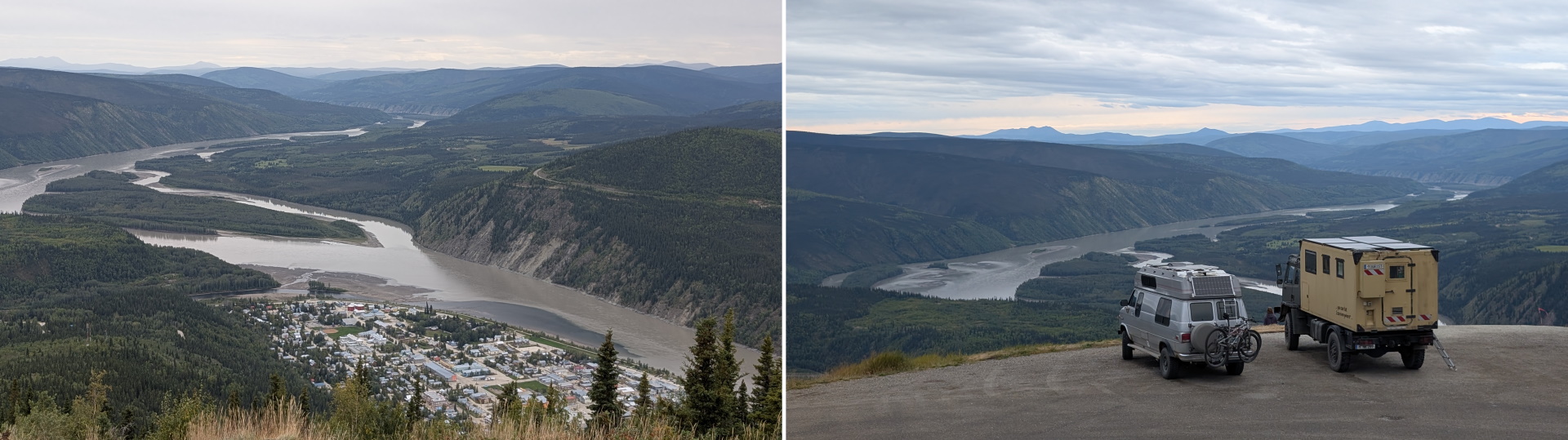 Blick vom Dawson City Dome Berg auf die Stadt 