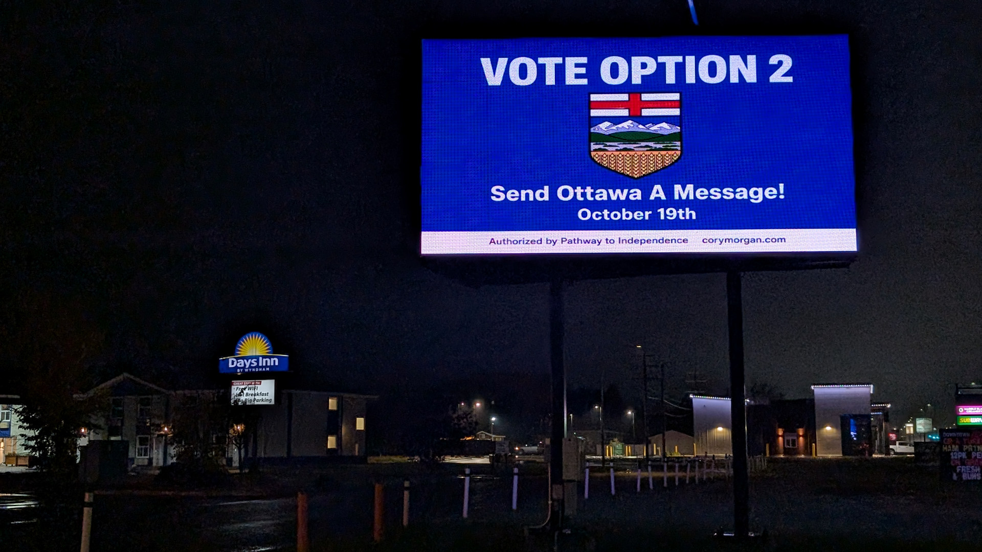 In Taber Alberta geschaltete Werbung einer Organisation welche die Aufspaltung von Kanada fordert